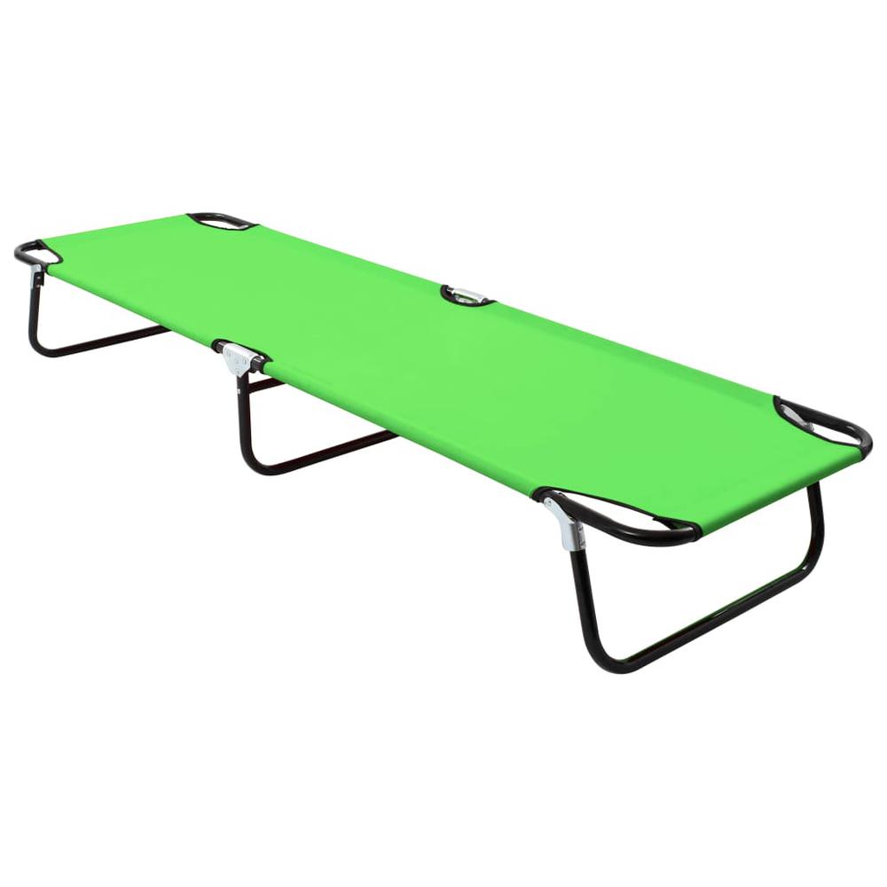 vidaXL Folding Sun Lounger Steel Green, 310347