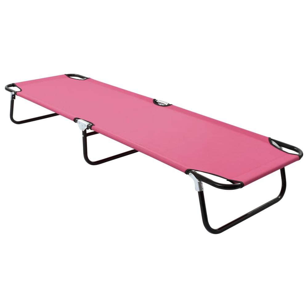 vidaXL Folding Sun Lounger Steel Pink, 310349