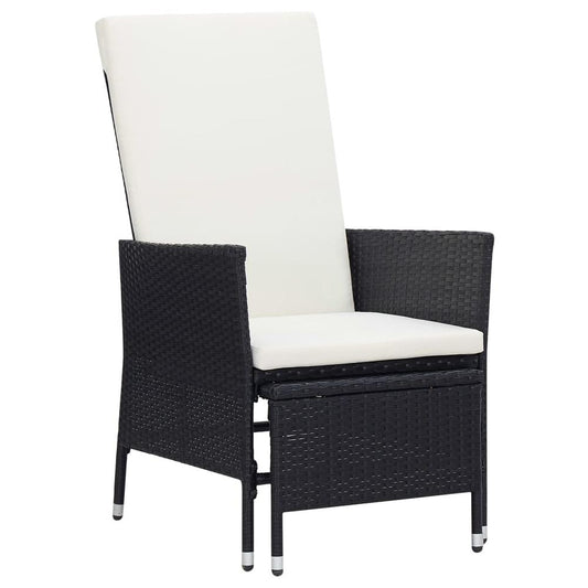 vidaXL Reclining Garden Chair with Cushions Poly Rattan Black, 310228