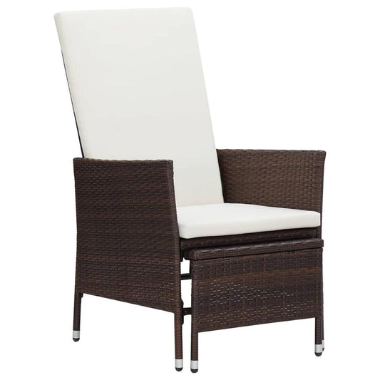 vidaXL Reclining Garden Chair with Cushions Poly Rattan Brown, 310229