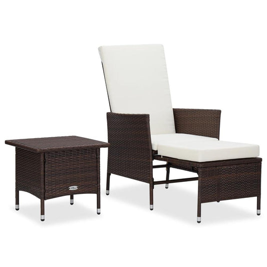 vidaXL 2 Piece Garden Lounge Set with Cushions Poly Rattan Brown, 310232