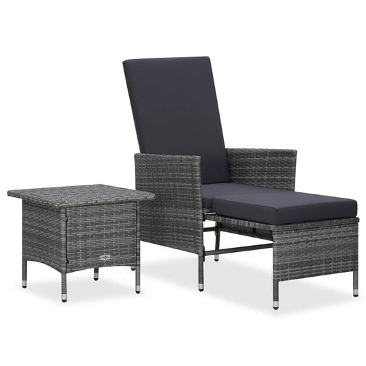 vidaXL 2 Piece Garden Lounge Set with Cushions Poly Rattan Gray, 310233