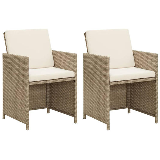 vidaXL Garden Chairs with Cushions 2 pcs Poly Rattan Beige, 311905