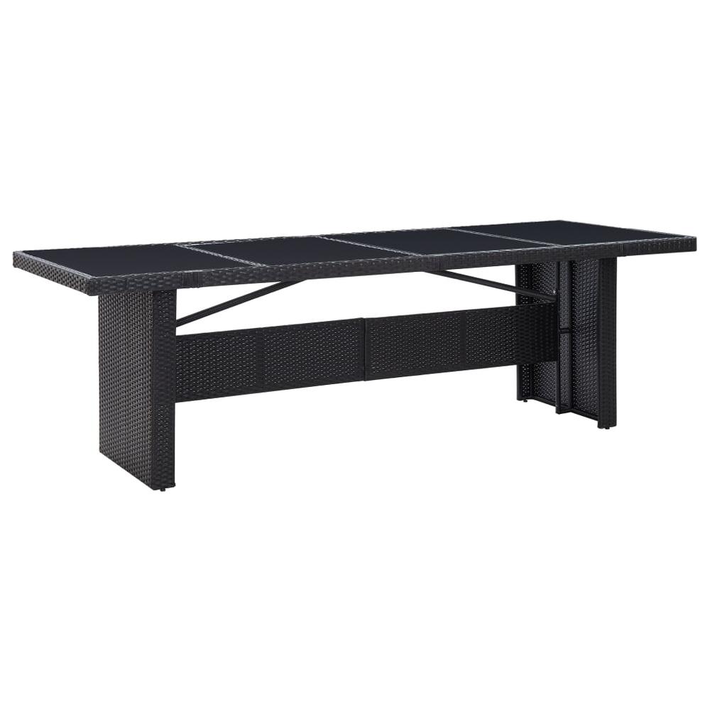 vidaXL Garden Table Black 94.5"x35.4"x29.1" Poly Rattan and Glass, 310071