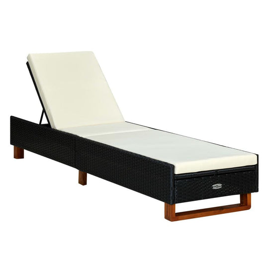 vidaXL Sunbed with Cushion Poly Rattan Black 0472