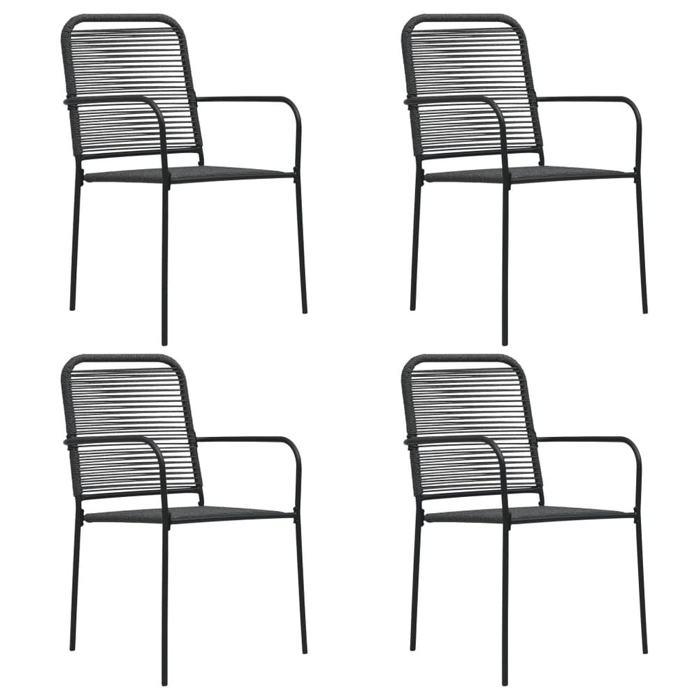 vidaXL Garden Chairs 4 pcs Cotton Rope and Steel Black, 312156