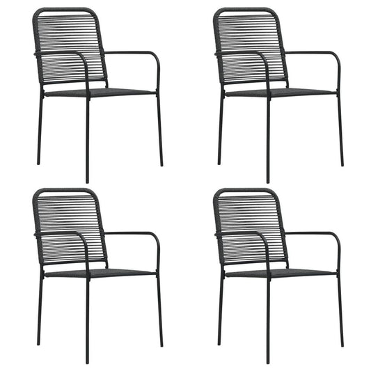 vidaXL Garden Chairs 4 pcs Cotton Rope and Steel Black, 312156