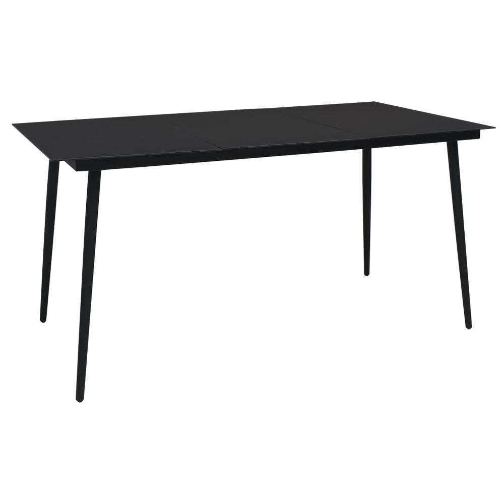 vidaXL Garden Dining Table Black 59.1"x31.5"x29.1" Steel and Glass, 312158