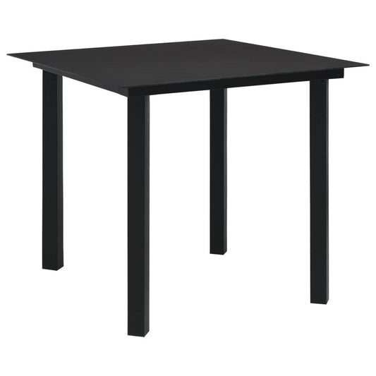 vidaXL Garden Dining Table Black 31.5"x31.5"x29.1" Steel and Glass, 312161