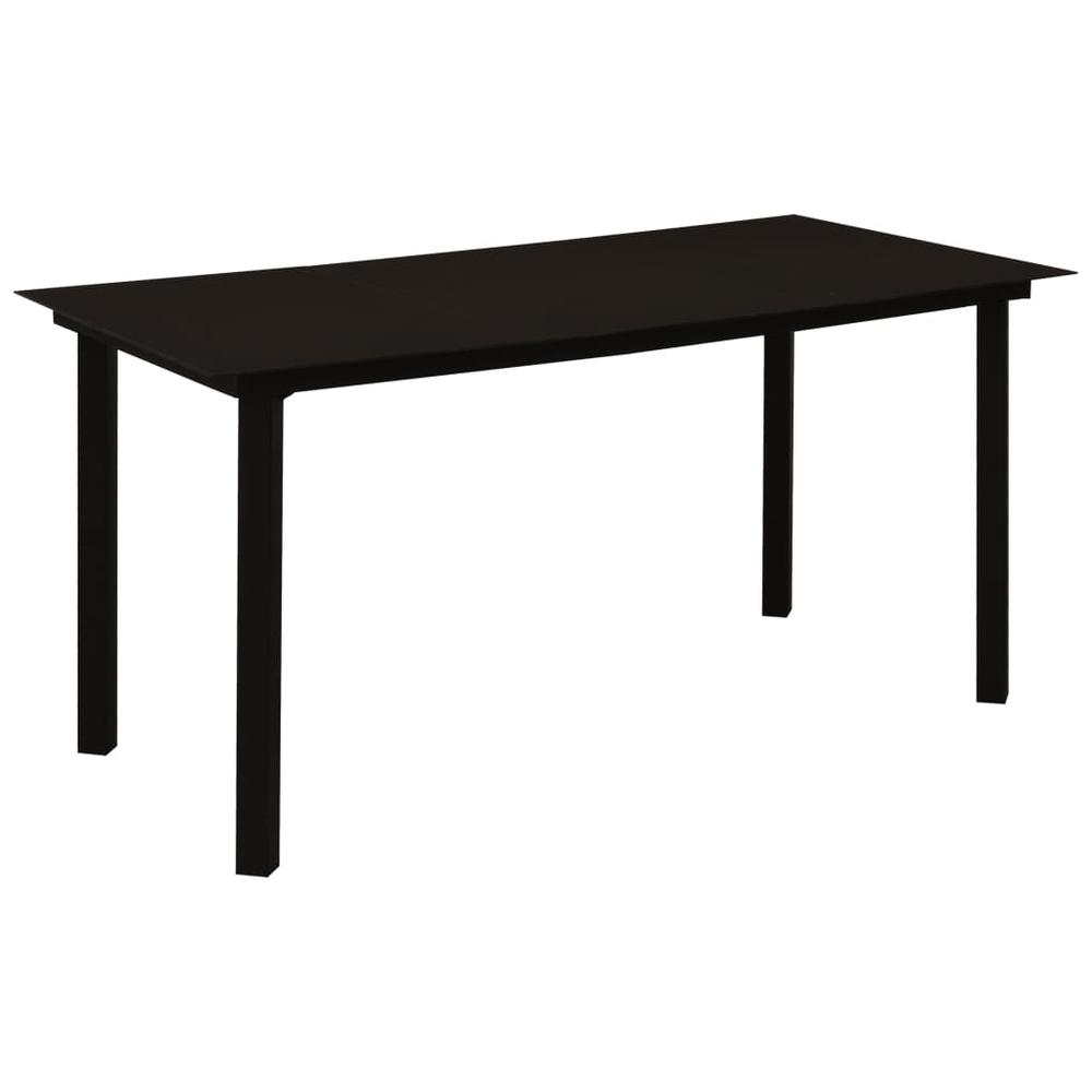 vidaXL Garden Dining Table Black 59.1"x31.5"x29.1" Steel and Glass, 312162