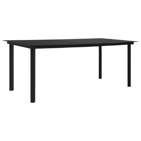 vidaXL Garden Dining Table Black 74.8"x35.4"x29.1" Steel and Glass, 312163