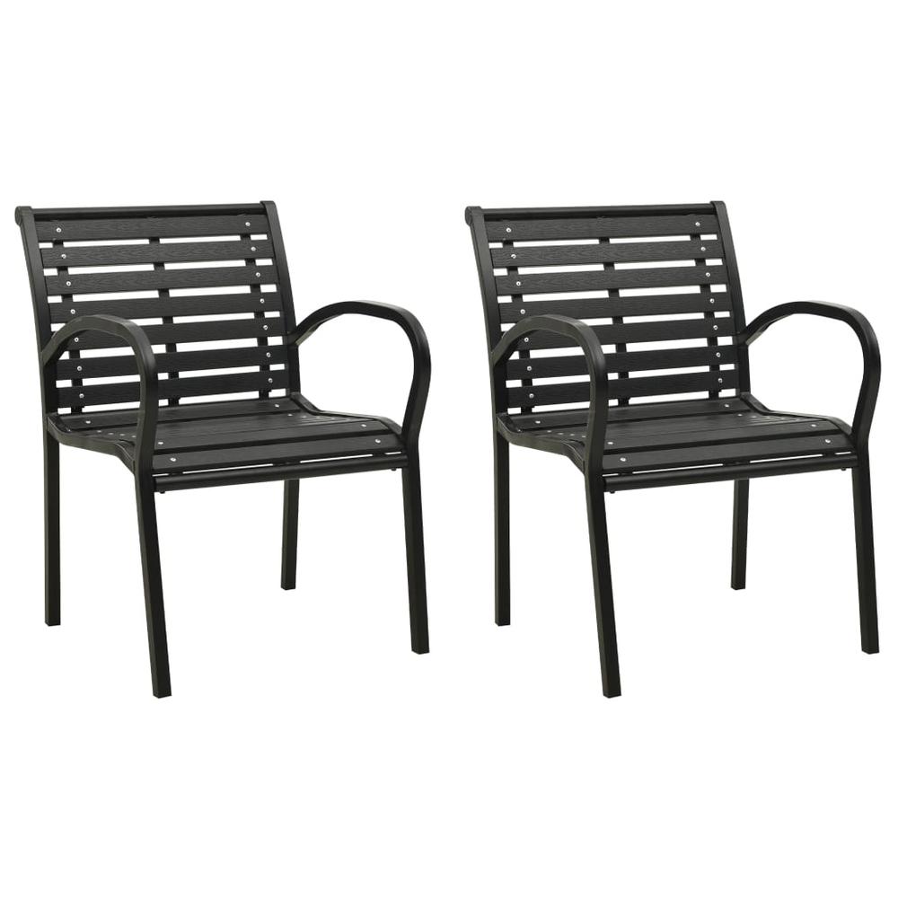 vidaXL Garden Chairs 2 pcs Steel and WPC Black, 312034