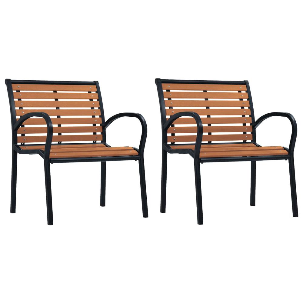 vidaXL Garden Chairs 2 pcs Steel and WPC Black and Brown, 312036