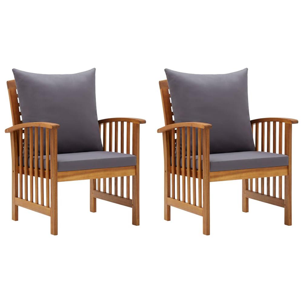 vidaXL Garden Chairs with Cushions 2 pcs Solid Acacia Wood, 310258