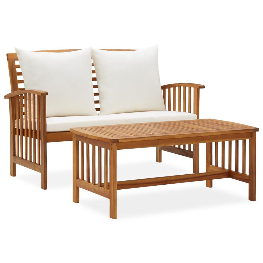 vidaXL 2 Piece Garden Lounge Set with Cushions Solid Acacia Wood, 310263