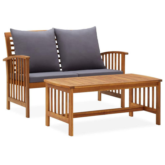 vidaXL 2 Piece Garden Lounge Set with Cushions Solid Acacia Wood, 310264