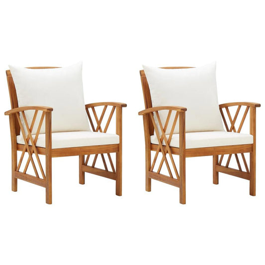 vidaXL Garden Chairs with Cushions 2 pcs Solid Acacia Wood, 310267