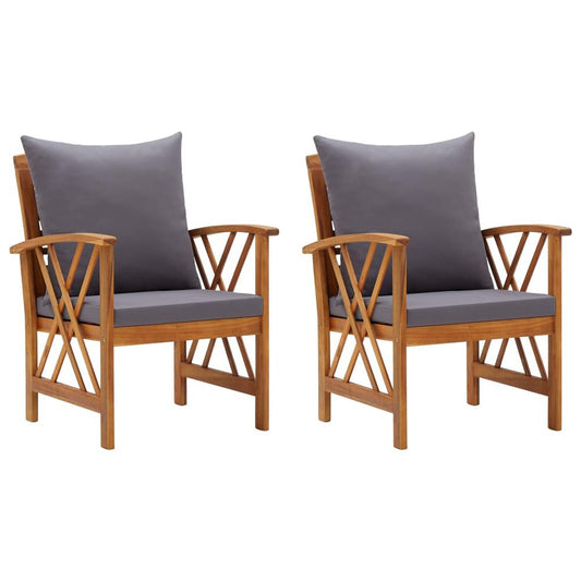 vidaXL Garden Chairs with Cushions 2 pcs Solid Acacia Wood, 310268