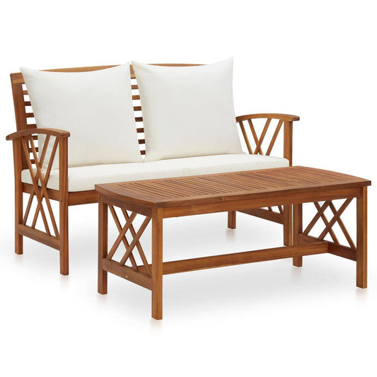 vidaXL 2 Piece Garden Lounge Set with Cushions Solid Acacia Wood, 310273