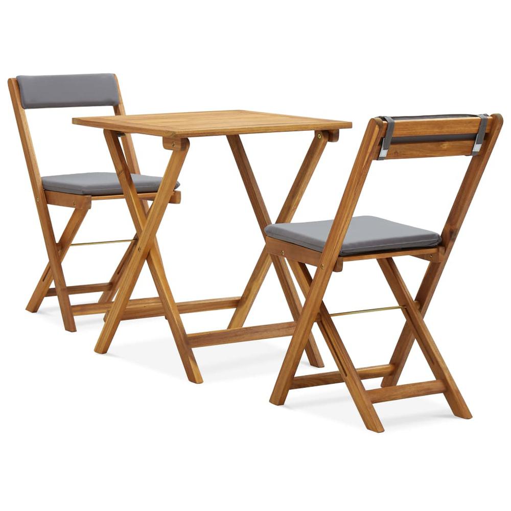 vidaXL 3 Piece Folding Bistro Set with Cushions Solid Acacia Wood, 310275