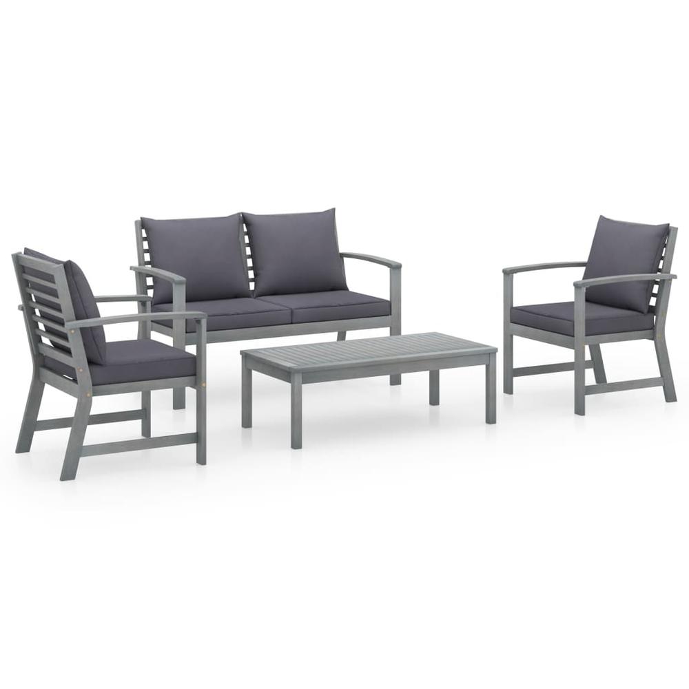 vidaXL 4 Piece Garden Lounge Set with Cushions Solid Acacia Wood 1825