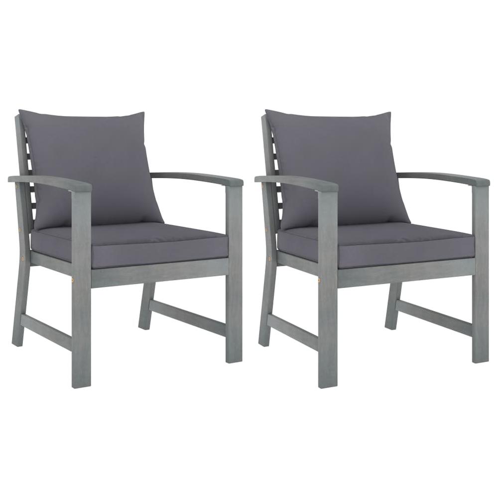 vidaXL Garden Chairs 2 pcs with Dark Gray Cushions Solid Acacia Wood 1827