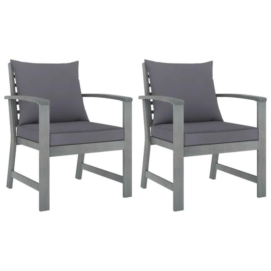 vidaXL Garden Chairs 2 pcs with Dark Gray Cushions Solid Acacia Wood 1827