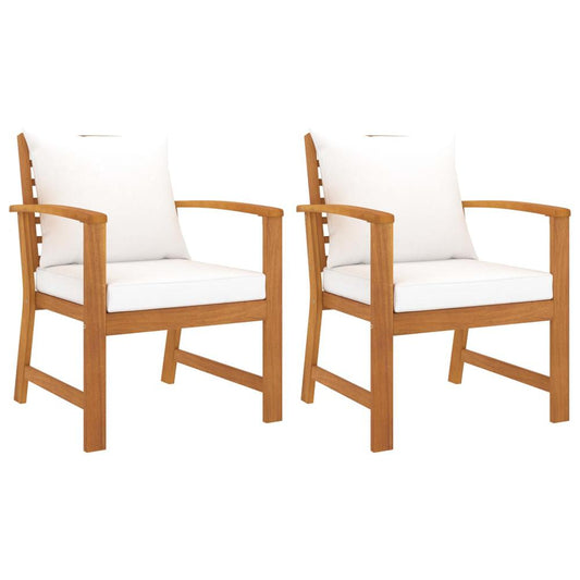 vidaXL Garden Chairs 2 pcs with Cream Cushion Solid Acacia Wood 1831