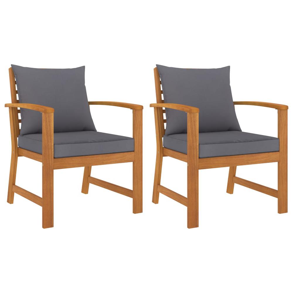 vidaXL Garden Chairs 2 pcs with Dark Gray Cushion Solid Acacia Wood 1832