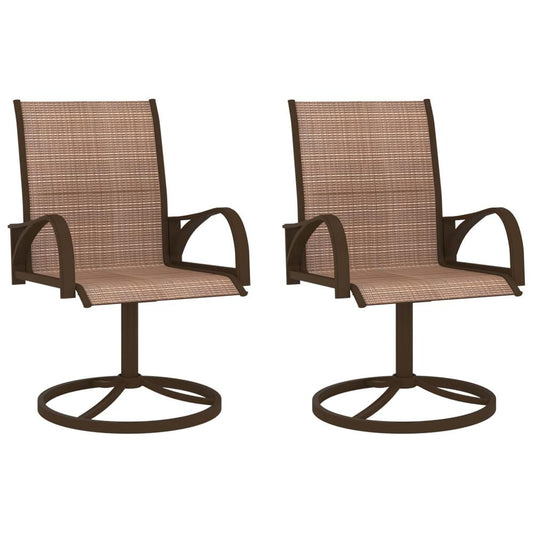 vidaXL Garden Swivel Chairs 2 pcs Textilene and Steel Brown, 312278