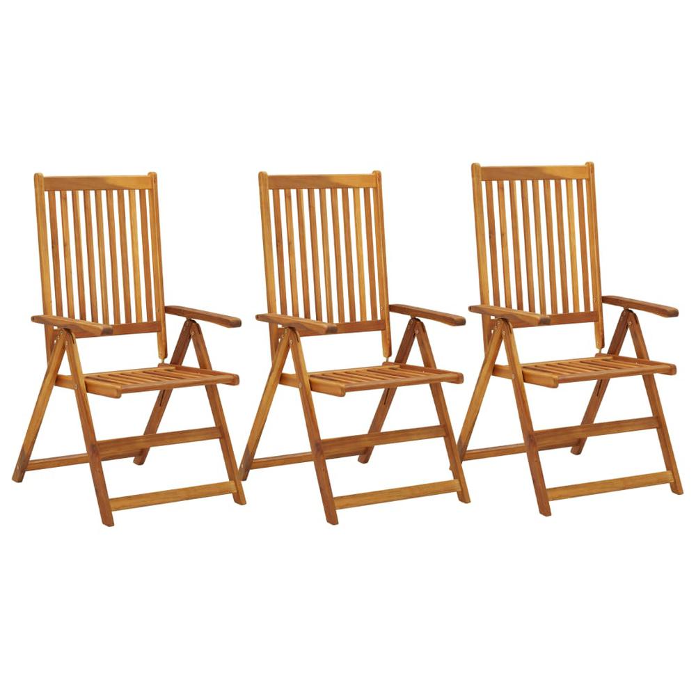 vidaXL Garden Reclining Chairs 3 pcs Solid Acacia Wood 1847