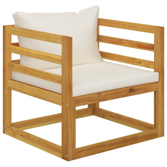 vidaXL Garden Chair with Cream Cushions Solid Acacia Wood, 311868