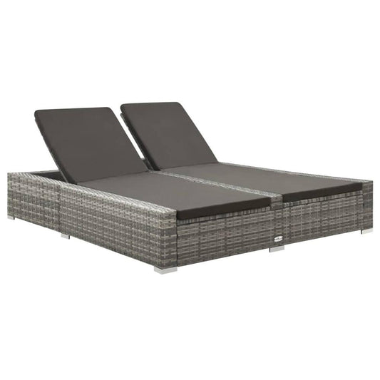 vidaXL Double Sun Lounger Poly Rattan Gray, 312155