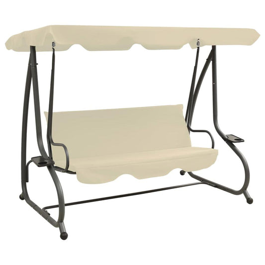 vidaXL Outdoor Swing Bench with Canopy Sand White 3337