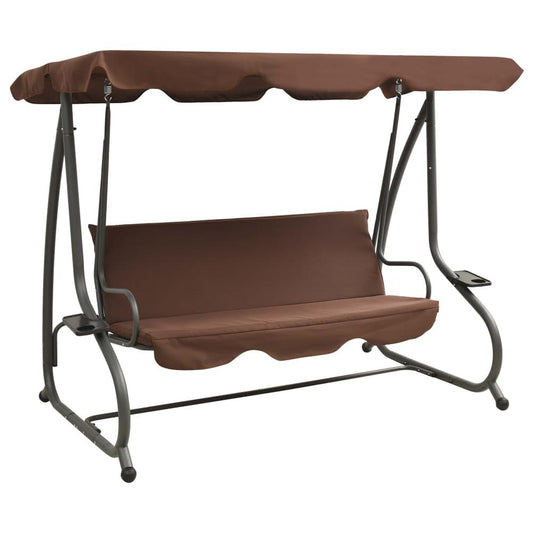 vidaXL Outdoor Swing Bench with Canopy Coffee 3338