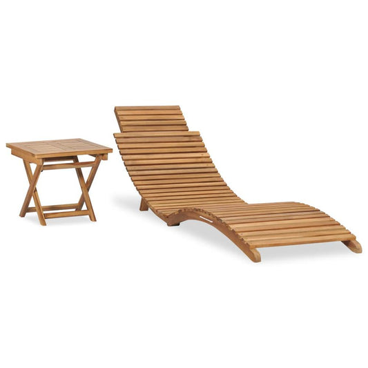 vidaXL Folding Sun Lounger with Table Solid Teak Wood, 310666