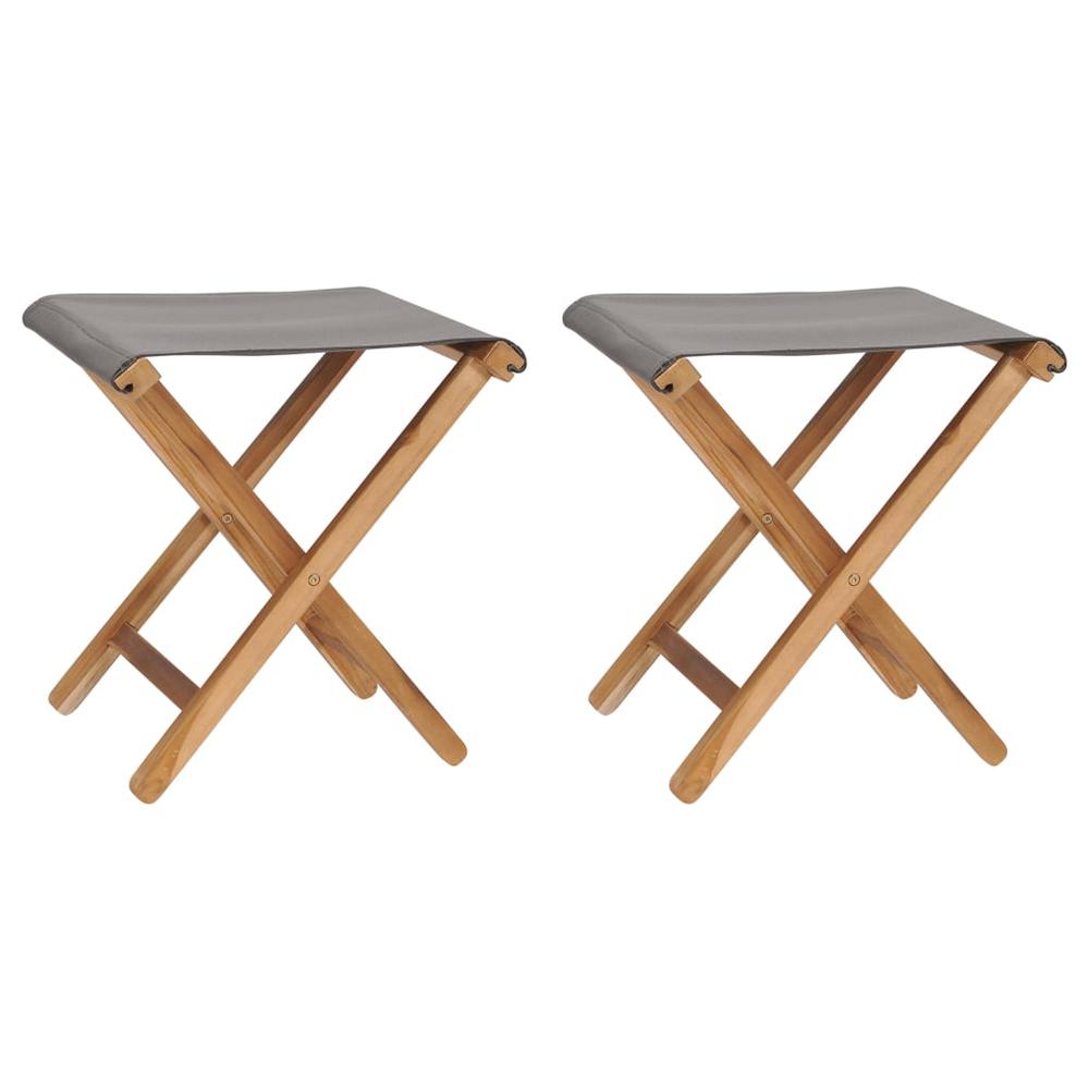 vidaXL Folding Chairs 2 pcs Solid Teak Wood and Fabric Dark Gray, 310670