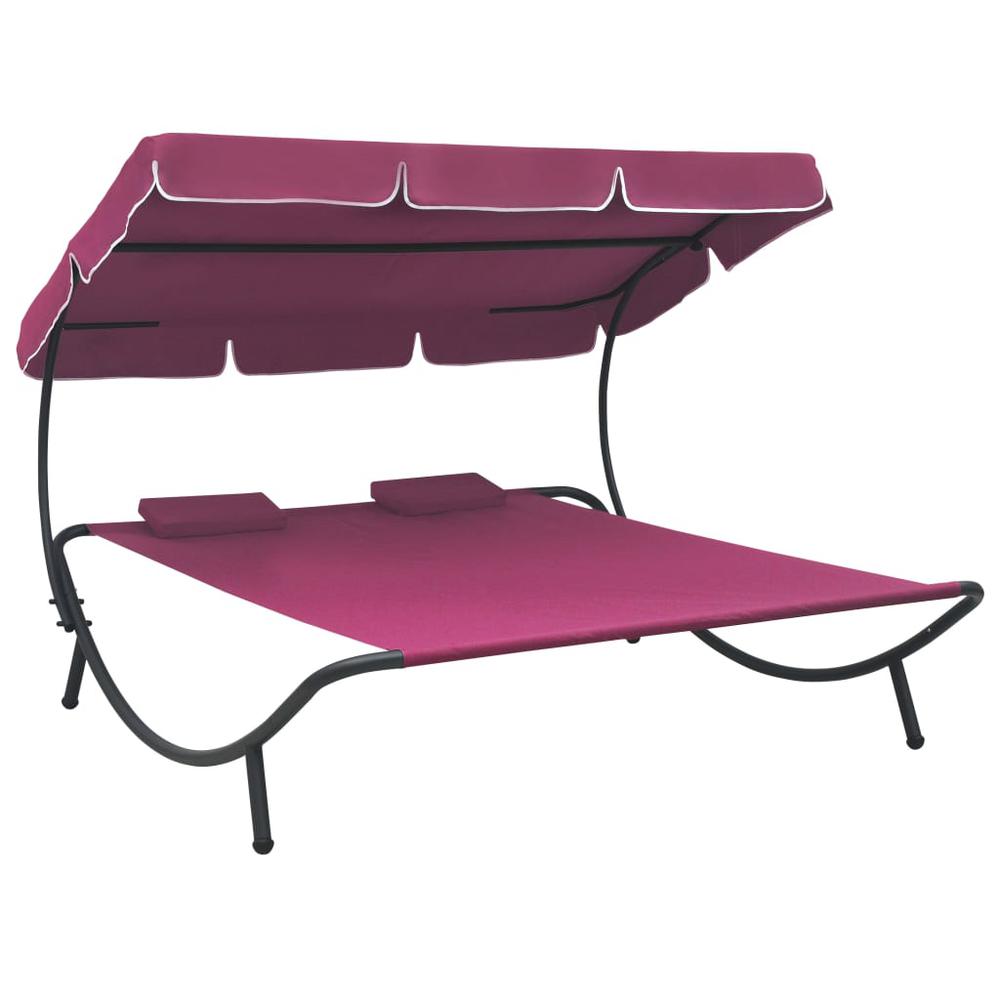 vidaXL Outdoor Lounge Bed with Canopy and Pillows Pink, 313524