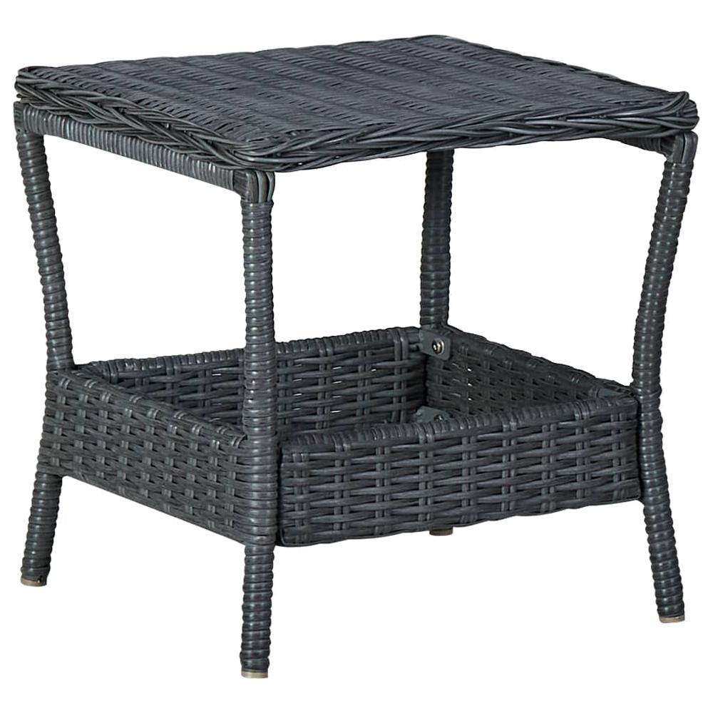 vidaXL Garden Table Dark Gray 17.7"x17.7"x18.3" Poly Rattan, 313306