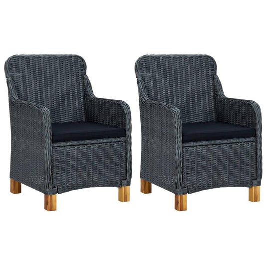 vidaXL Garden Chairs with Cushions 2 pcs Poly Rattan Dark Gray, 313315