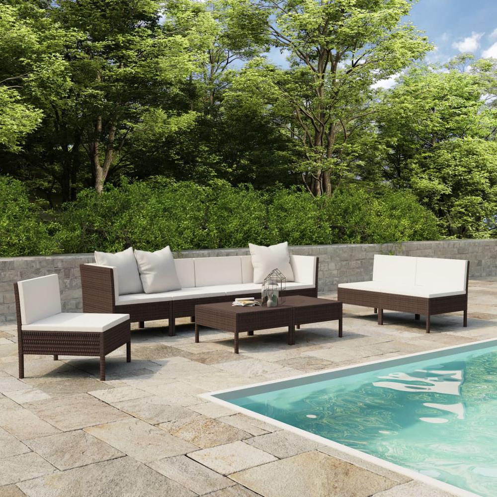 vidaXL 9 Piece Garden Lounge Set with Cushions Poly Rattan Brown, 3056969