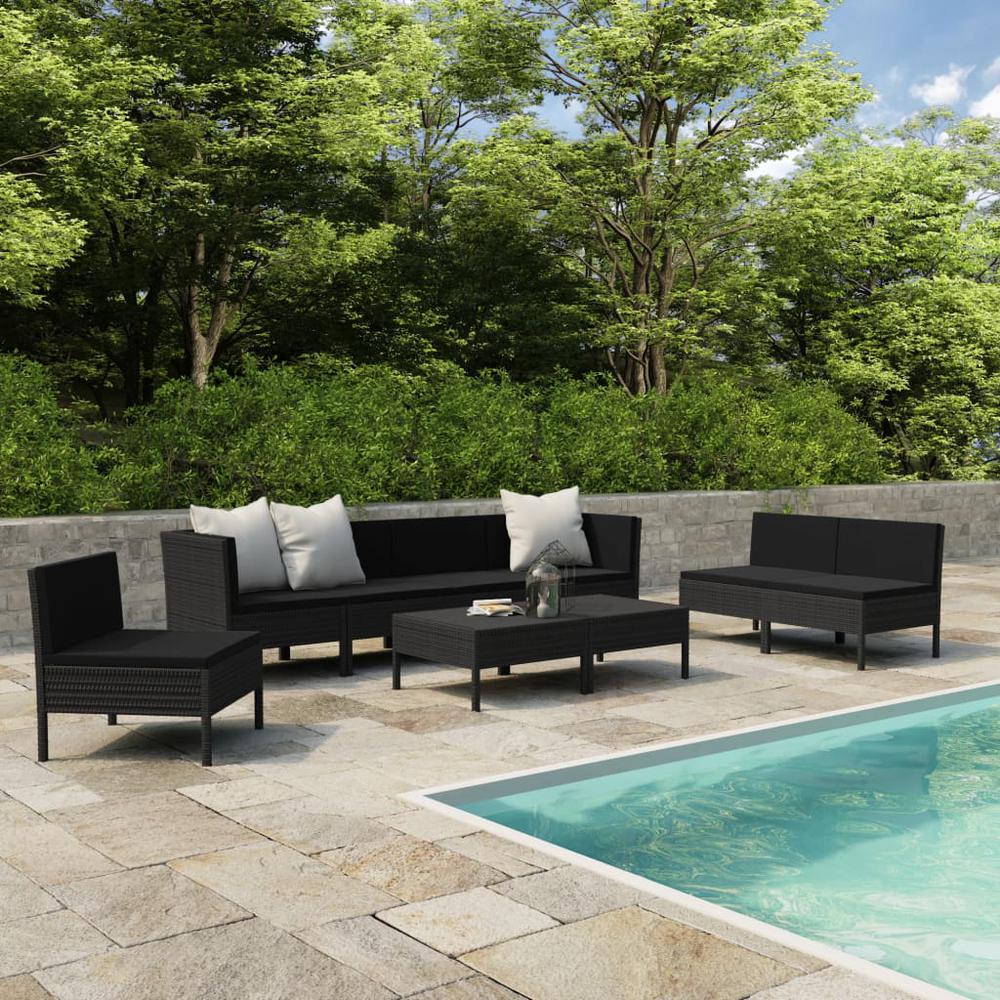 vidaXL 9 Piece Garden Lounge Set with Cushions Poly Rattan Black, 3056971