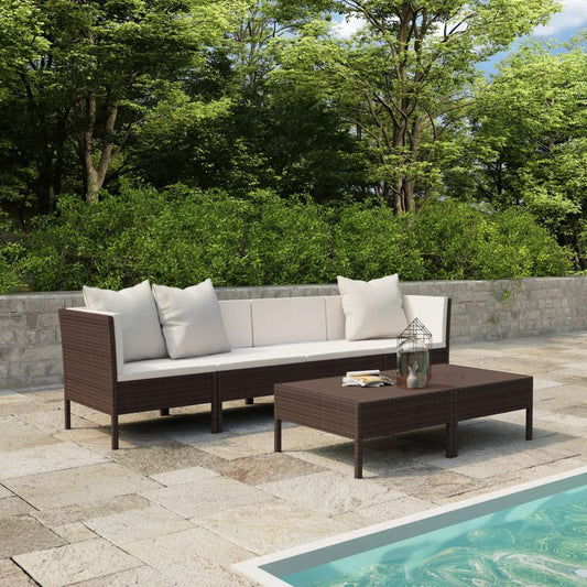 vidaXL 6 Piece Garden Lounge Set with Cushions Poly Rattan Brown, 3056981