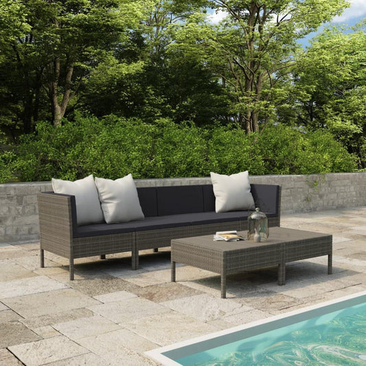 vidaXL 6 Piece Garden Lounge Set with Cushions Poly Rattan Gray, 3056984