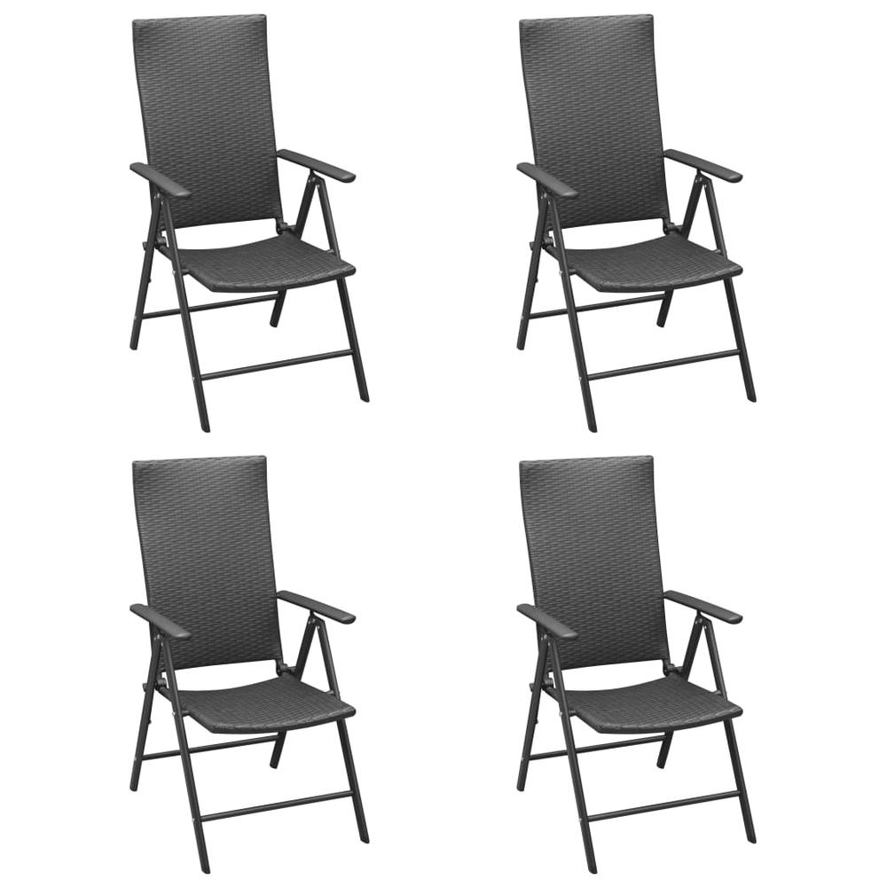 vidaXL Garden Chairs 4 pcs Poly Rattan Black, 313105