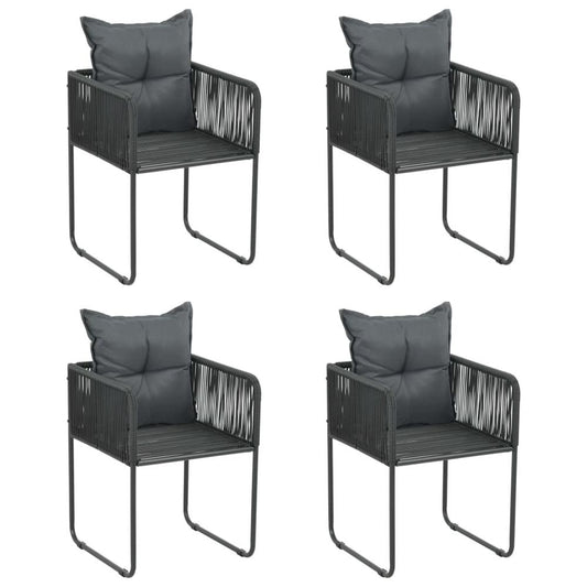 vidaXL Outdoor Chairs 4 pcs with Pillows Poly Rattan Black, 313107