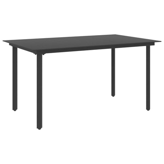 vidaXL Garden Dining Table Black 59.1"x31.5"x29.1" Steel and Glass, 313110