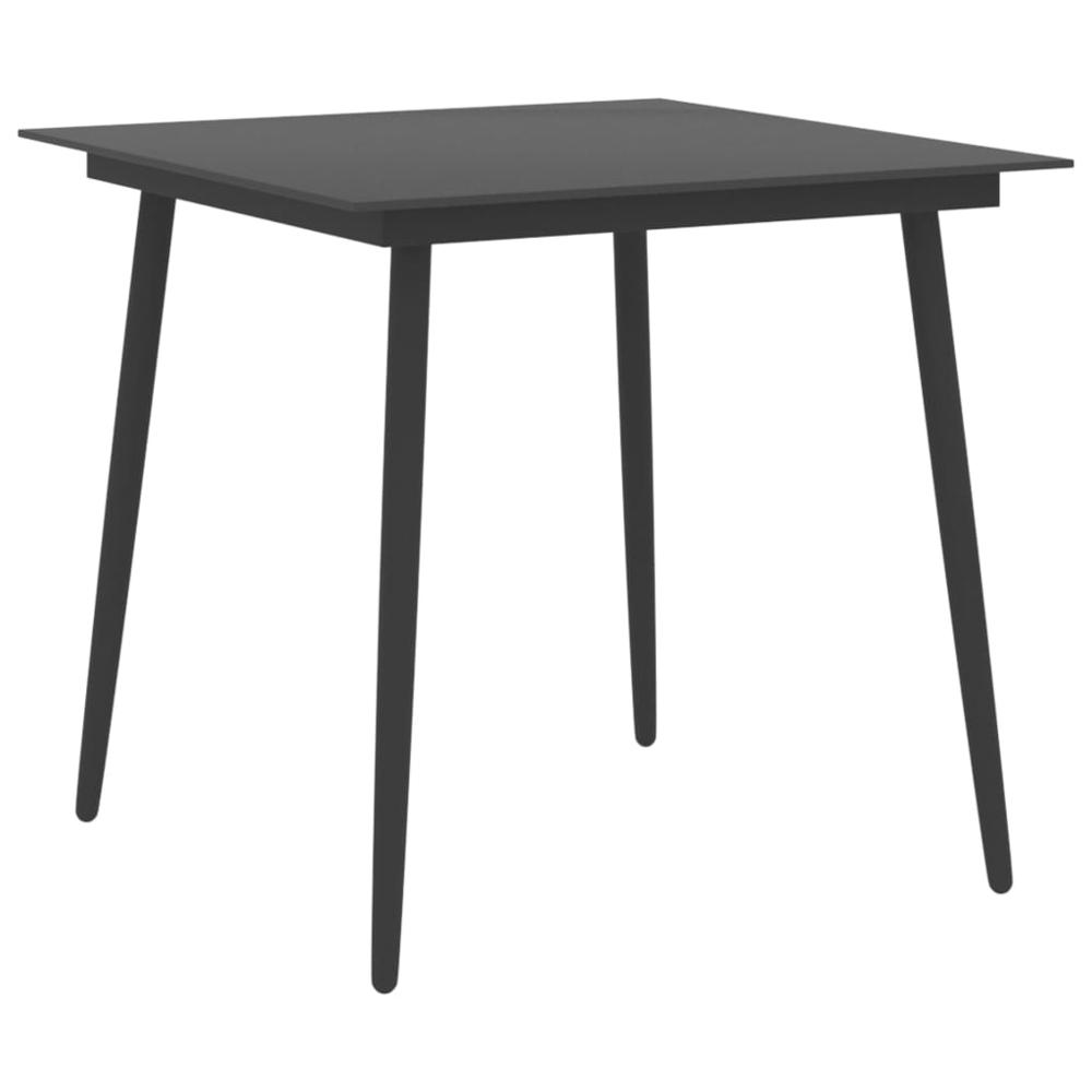 vidaXL Garden Dining Table Black 31.5"x31.5"x29.1" Steel and Glass, 313114