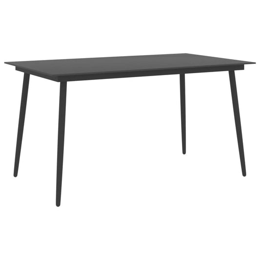 vidaXL Garden Dining Table Black 59.1"x35.4"x29.1" Steel and Glass, 313115