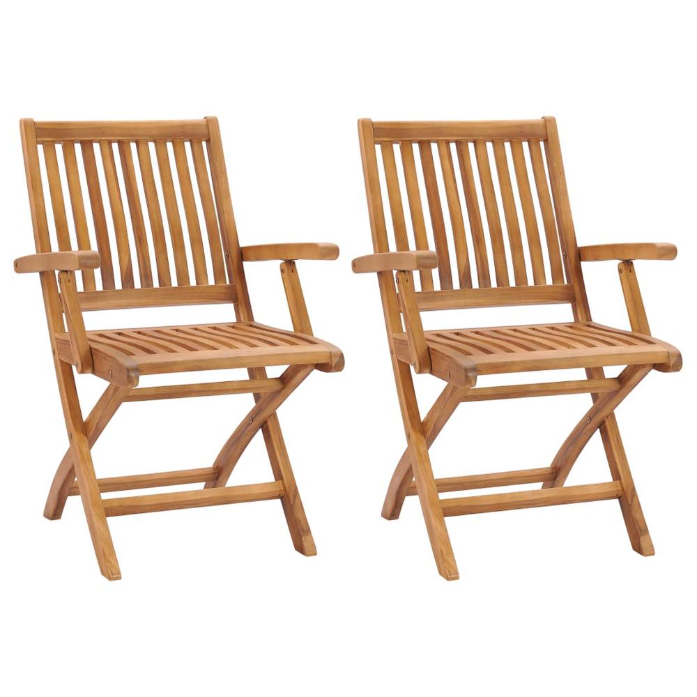 vidaXL Folding Garden Chairs 2 pcs Solid Teak Wood 5104